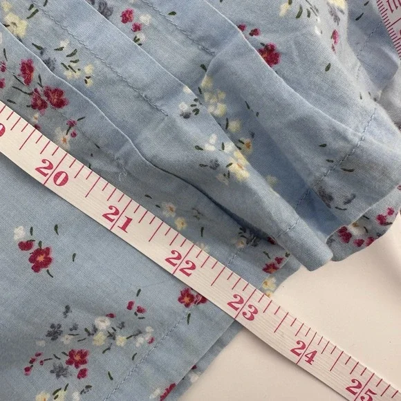 OshKosh Floral Midi Skirt Women's‎ Size 12 Blue 100% Cotton Drawstring Pleated - Picture 12 of 12